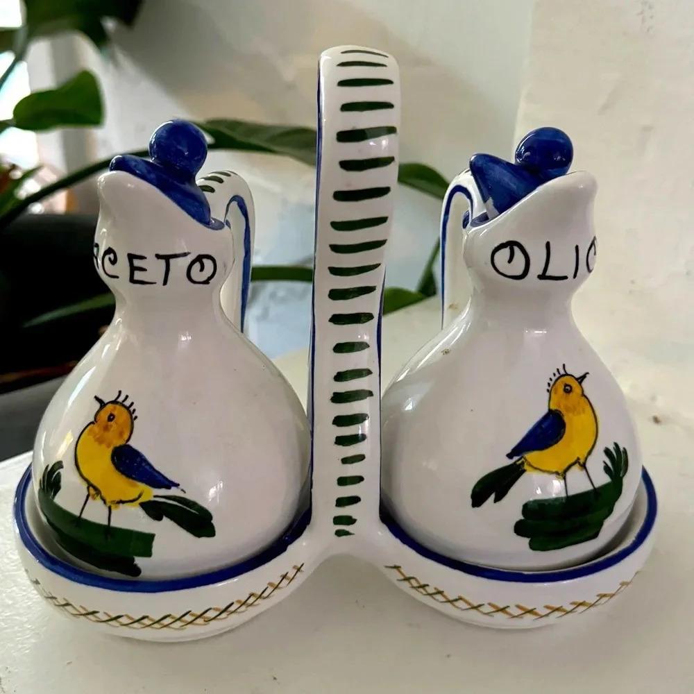 Deruta Orvieto Italian Handpaint Vinegar & Oil Set